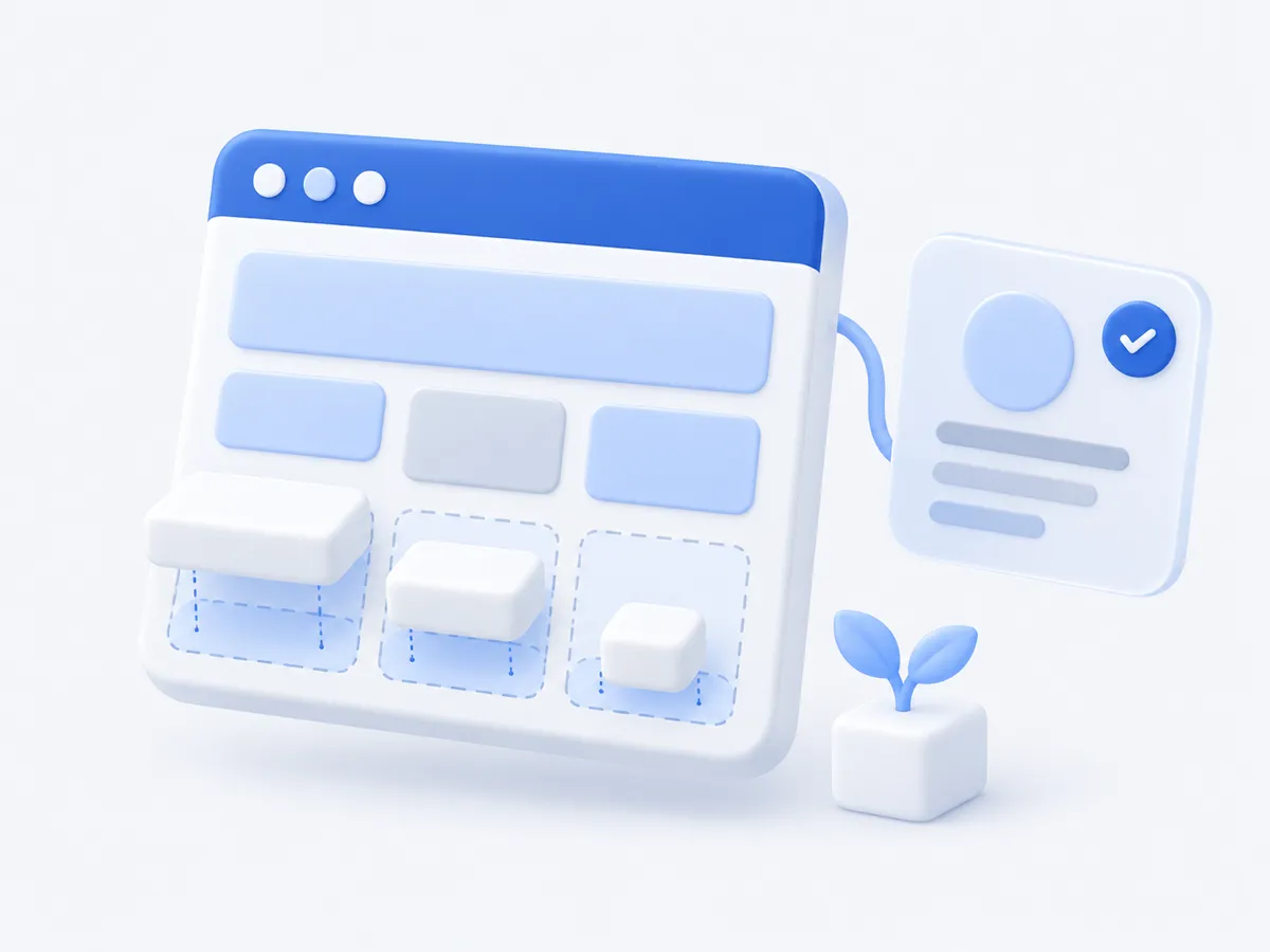 Minh họa GEO cho website mới: website đang được dựng dần kèm thẻ hồ sơ thương hiệu